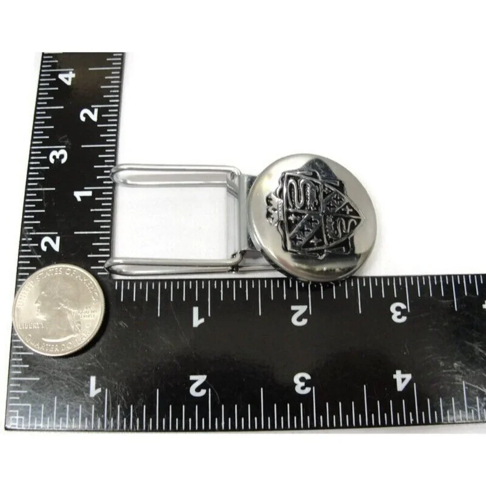 Vintage Silver Tone Crest Money Clip Men Wallet ID Credit Card Holder
